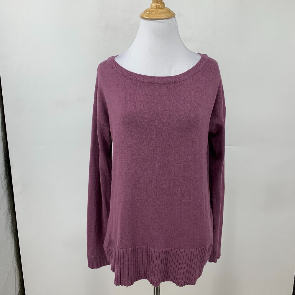 Cable & Gauge Sweater Womens S Small Purple Long Sleeve Curved Hem Soft Stretch - Picture 2 of 11